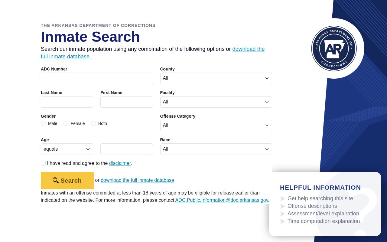 Arkansas DOC search for Drew County arrest records after state transfer